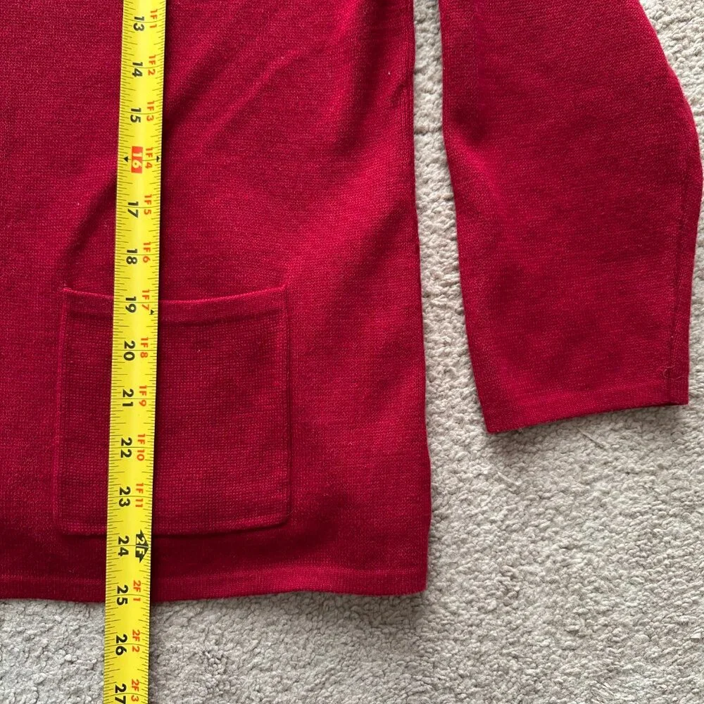 Talbots Sweater Womens 1X Cardigan Button Close V Neck Notched Red Long Sleeve - Picture 8 of 12